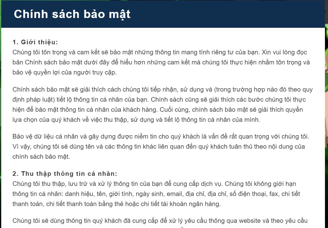 Chính sách bảo mật