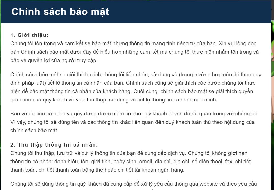 Chính sách bảo mật